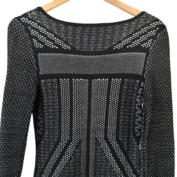 Black And White Jacquard Women's Body Con Dex Long Sleeve Dress Size Small - Picture 5 of 14